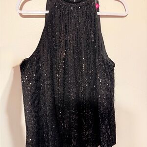 Vince Camuto Black Sequin Sleeveless Blouse